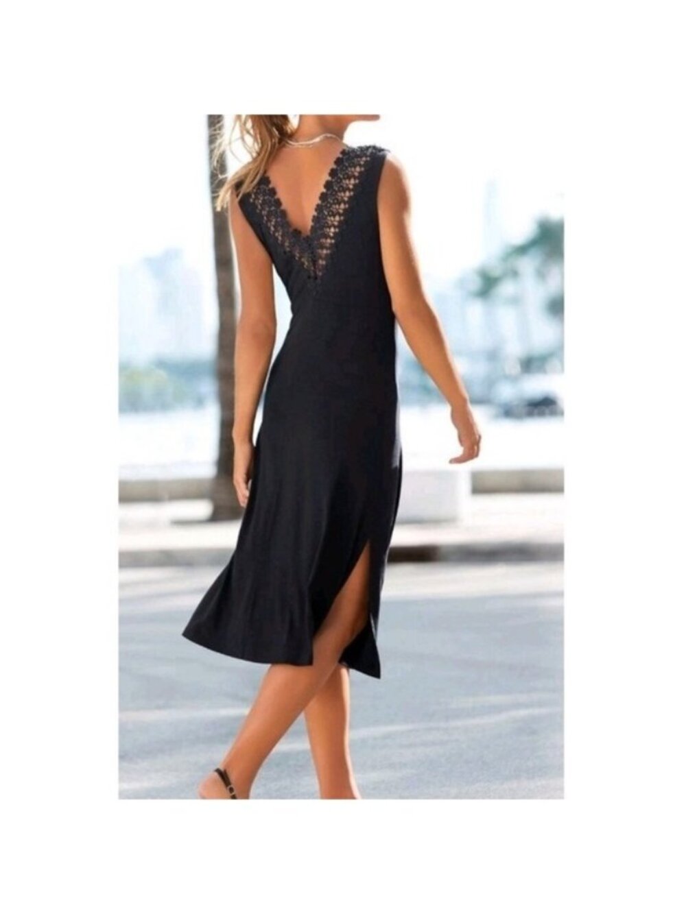 Elegant Black Lace-Back Dress